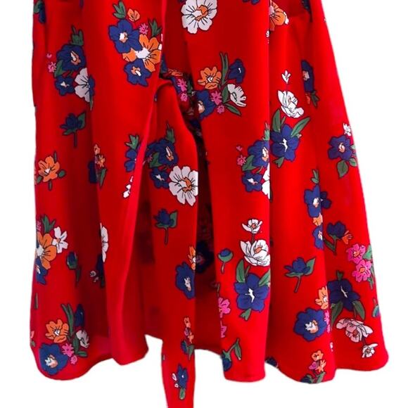 ZARA Sleeveless Open Back Tank Top Floral Blouse Red White Blue Small NWOT - Picture 10 of 12